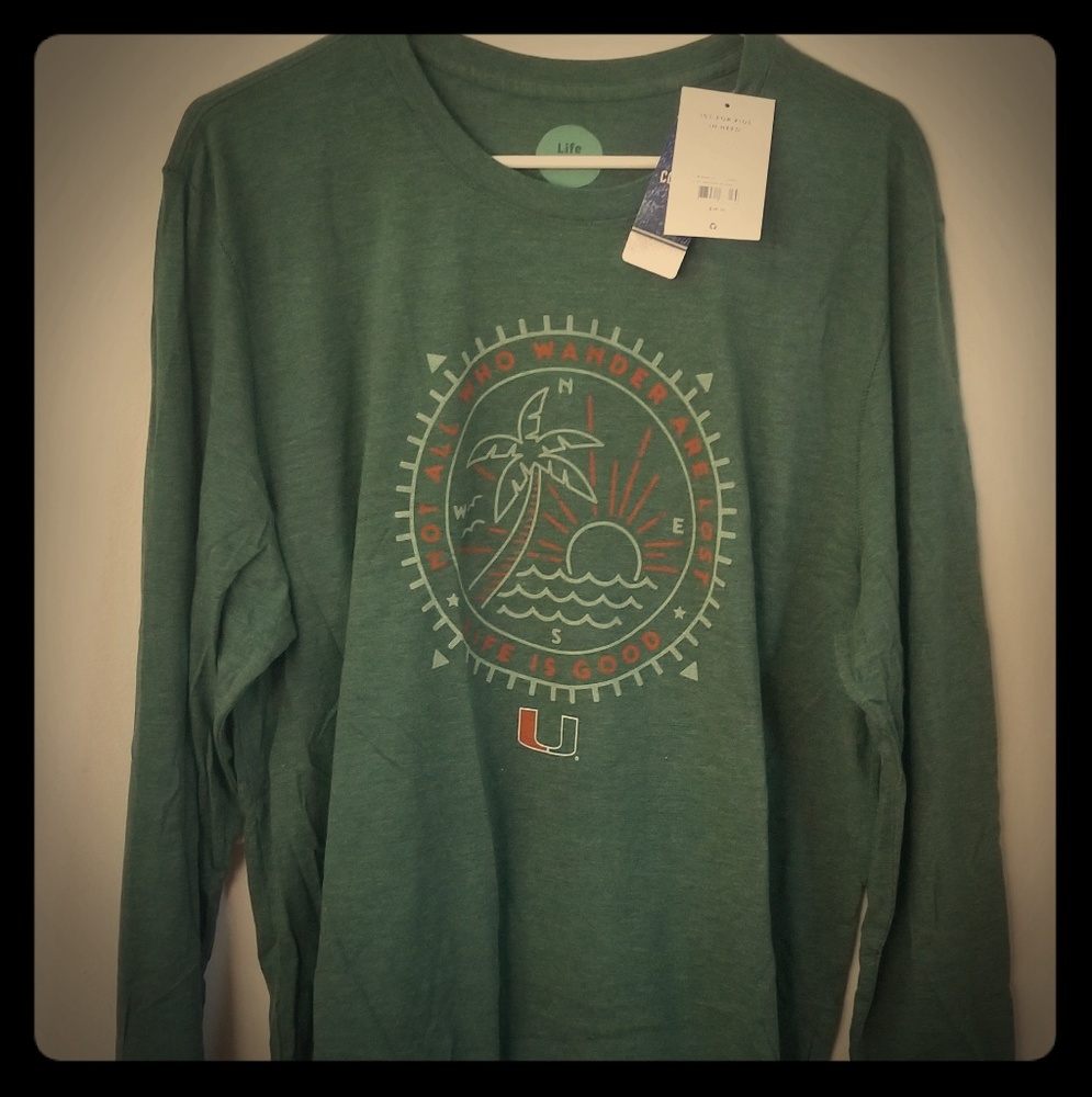 Life is Good University of Miami Cool Tee Mens L